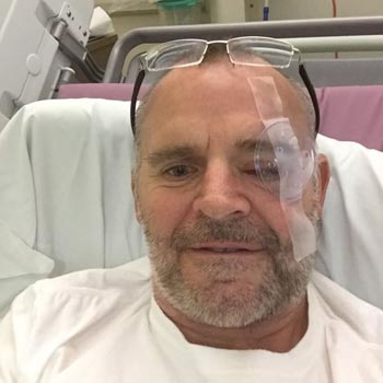 a selfie of our client Stan in his hospital bed